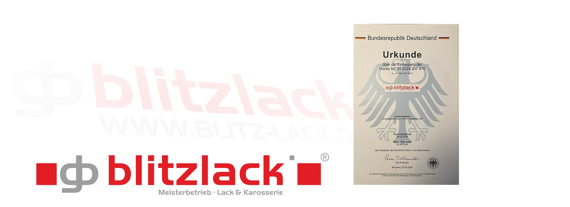 Markenanmeldung - gb blitzlack - Meisterbetrieb - Lack und Karosserie für alle Fahrzeuge in Darmstadt, Weiterstadt und Umgebung